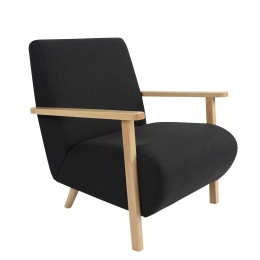 Πολυθρόνα ArteLibre GREVILLEA Μαύρο/Φυσικό Ύφασμα/Ξύλο 82x70.5x85cm