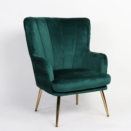 Πολυθρόνα ArteLibre KOLDENREE Πράσινο Βελούδο/Μέταλλο/Ξύλο 74x72x91cm