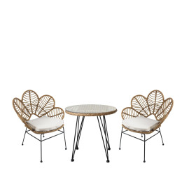 Σετ Τραπεζαρία Κήπου ArteLibre EUSEBIO Φυσικό/Μαύρο Μέταλλο/Rattan Με 2 Καρέκλες 14990358