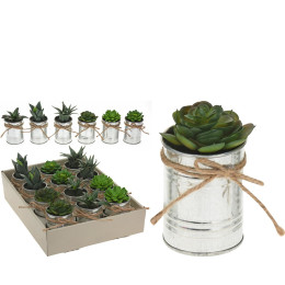 Φυτό Τεχνητό ArteLibre Σε Μεταλλικό Γλαστράκι 7x7x12cm Σε 6 Ποικιλίες