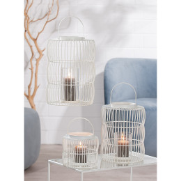 Φανάρι ArteLibre Κλουβί Λευκό Μέταλλο 44cm