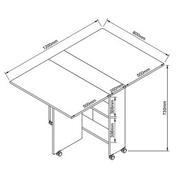 Τραπεζάκι Πτυσσόμενο ArteLibre Με Ροδάκια STANLEY Καρυδί Μοριοσανίδα 120x80x73cm