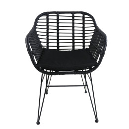 Καρέκλα Κήπου ArteLibre ACTORIUS Μαύρο Μέταλλο/Rattan 57x53x81cm