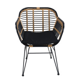 Καρέκλα Κήπου ArteLibre ATINIUS Φυσικό/Μαύρο Μέταλλο/Rattan 58x62x82cm