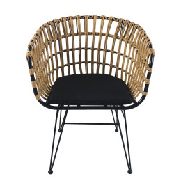 Καρέκλα Κήπου ArteLibre AULIUS Φυσικό/Μαύρο Μέταλλο/Rattan 57x60x78.5cm