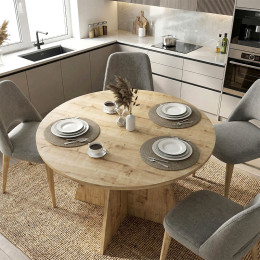 Τραπέζι Tailor Megapap Χρώμα Sapphire oak Ø120x75,7εκ.