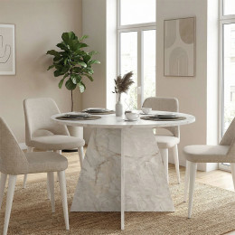 Τραπέζι Tailor Megapap Χρώμα Λευκό εφέ Μαρμάρου Ø120x75,7εκ.