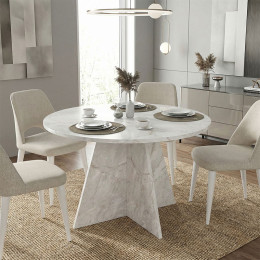 Τραπέζι Tailor Megapap Χρώμα Λευκό εφέ Μαρμάρου Ø120x75,7εκ.