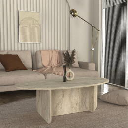 Τραπεζάκι Σαλονιού Ravey Megapap Χρώμα Travertine 120x60x39,6εκ.