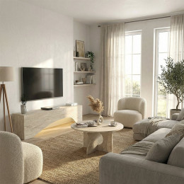 Έπιπλο Τηλεόρασης Mara Megapap με led Χρώμα Travertine 150x31,4x40εκ.