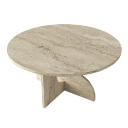 Τραπεζάκι Σαλονιού Mara Megapap Χρώμα Travertine Ø75x36,8εκ.