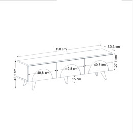 Έπιπλο Τηλεόρασης Bono Megapap Χρώμα Λευκό - Sepet oak 150x32,3x42,1εκ.