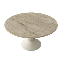 Τραπεζάκι Σαλονιού Lepper Megapap Χρώμα Travertine - Sandstone Ø75x39,8εκ.