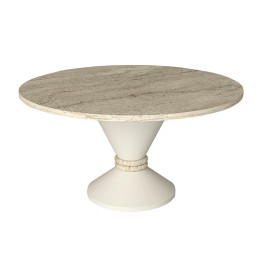 Τραπεζάκι Σαλονιού Lepper Megapap Χρώμα Travertine - Sandstone Ø75x39,8εκ.