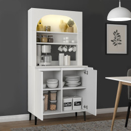 Έπιπλο Κουζίνας με led Melinta 2 Megapap Χρώμα Λευκό 90x40x181,8εκ.