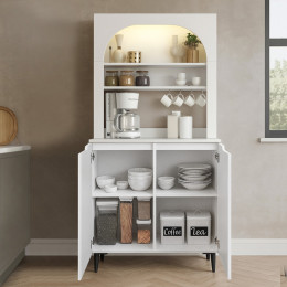 Έπιπλο Κουζίνας με led Melinta 2 Megapap Χρώμα Λευκό 90x40x181,8εκ.