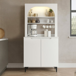 Έπιπλο Κουζίνας με led Melinta 2 Megapap Χρώμα Λευκό 90x40x181,8εκ.