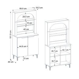 Έπιπλο Κουζίνας με led Melinta 2 Megapap Χρώμα Λευκό 90x40x181,8εκ.