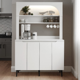 Έπιπλο Κουζίνας με led Melinta 4 Megapap Χρώμα Λευκό 120x40x181,8εκ.