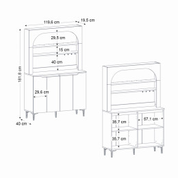 Έπιπλο Κουζίνας με led Melinta 4 Megapap Χρώμα Λευκό 120x40x181,8εκ.