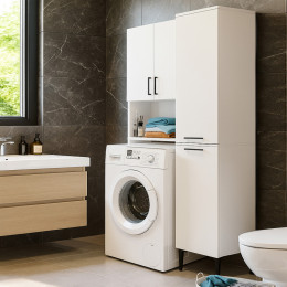 Ντουλάπι με Καλάθι Απλύτων Singa Megapap Χρώμα Λευκό 45x40x180εκ.