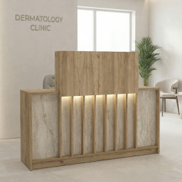 Γραφείο Υποδοχής - Reception Davis Megapap με led Χρώμα Sepet oak - Travertine 150x41,8x115εκ.