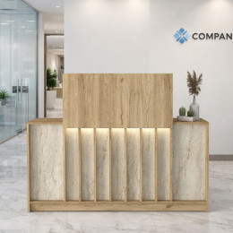 Γραφείο Υποδοχής - Reception Davis Megapap με led Χρώμα Sepet oak - Travertine 150x41,8x115εκ.