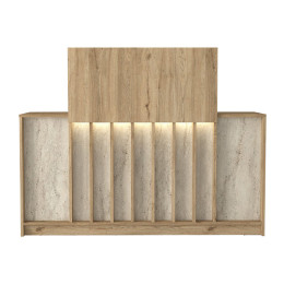 Γραφείο Υποδοχής - Reception Davis Megapap με led Χρώμα Sepet oak - Travertine 150x41,8x115εκ.