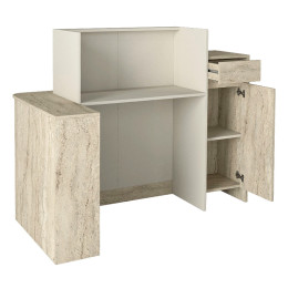 Γραφείο Υποδοχής - Reception Dayana Megapap με led Χρώμα Travertine - Sandstone 150x85,2x120εκ.