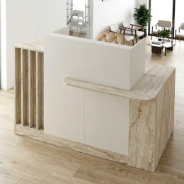 Γραφείο Υποδοχής - Reception Dayana Megapap με led Χρώμα Travertine - Sandstone 150x85,2x120εκ.