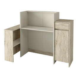 Γραφείο Υποδοχής - Reception Dayana Megapap με led Χρώμα Travertine - Sandstone 150x85,2x120εκ.