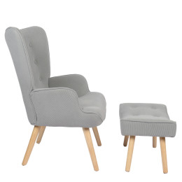 Πολυθρόνα ArteLibre AMARANTHUS Με Υποπόδιο Γκρι 98x70x77cm