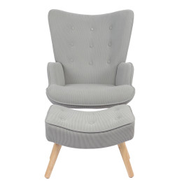 Πολυθρόνα ArteLibre AMARANTHUS Με Υποπόδιο Γκρι 98x70x77cm