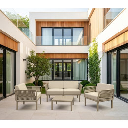 PORTOFINO LOUNGE SET 2ΘΕΣ.TAUPE/ΜΑΞ. BEIGE(2ΘΕΣ.+2ΠΟΛ.+ΤΡΑΠ 33εκ.)