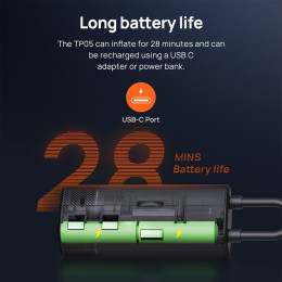 70mai Midrive Tp05 air Compressor Wireless - 18,5l/min 28mi - 2x 2.500mah Batteries