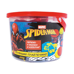 AS Πλαστελίνη Marvel Spiderman Κουβαδάκι Με 4 Βαζάκια Και 8 Εργαλεία 200g 3+ Χρονών