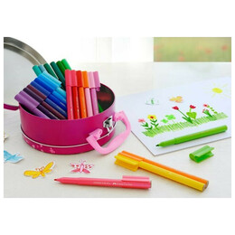 Μαρκαδόροι Connector Faber-Castell Λεπτοί Ζωγραφικής Σε Μεταλλική Κασετίνα Βαλιτσάκι 33 Χρώματα 155537