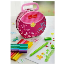 Μαρκαδόροι Connector Faber-Castell Λεπτοί Ζωγραφικής Σε Μεταλλική Κασετίνα Βαλιτσάκι 33 Χρώματα 155537