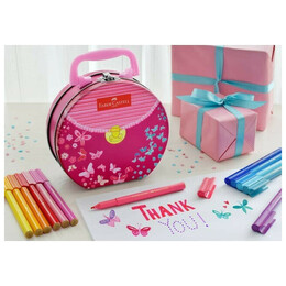 Μαρκαδόροι Connector Faber-Castell Λεπτοί Ζωγραφικής Σε Μεταλλική Κασετίνα Βαλιτσάκι 33 Χρώματα 155537