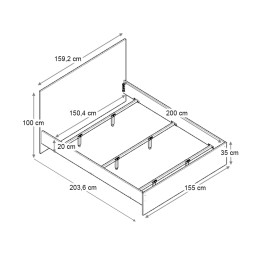 Κρεβάτι Troy Megapap Χρώμα Γκρι Σκυροδέματος 150x200εκ.