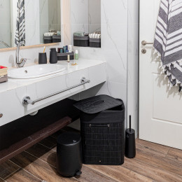 Estia Καλαθι Οργανωσης Bamboo Essentials 30x25cm me Επενδυση Μαυρο