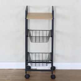 Ραφιέρα Κουζίνας ArteLibre ELMSTEAD Δρυς/Μαύρο Μοριοσανίδα/Μέταλλο 29x30x70cm