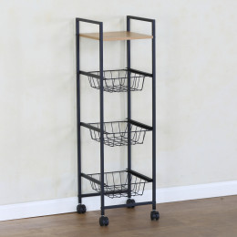 Ραφιέρα Κουζίνας ArteLibre ELMSTEAD Δρυς/Μαύρο Μοριοσανίδα/Μέταλλο 29x30x95cm