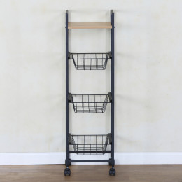 Ραφιέρα Κουζίνας ArteLibre ELMSTEAD Δρυς/Μαύρο Μοριοσανίδα/Μέταλλο 29x30x95cm