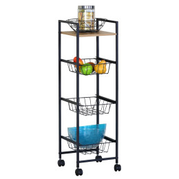 Ραφιέρα Κουζίνας ArteLibre ELMSTEAD Δρυς/Μαύρο Μοριοσανίδα/Μέταλλο 29x30x95cm