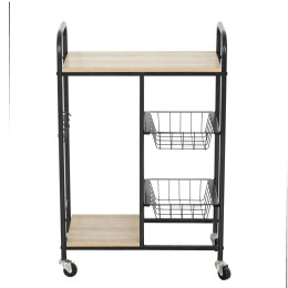 Ραφιέρα Κουζίνας ArteLibre HARTWELL Δρυς/Μαύρο Μοριοσανίδα/Μέταλλο 57x30x85cm