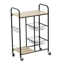 Ραφιέρα Κουζίνας ArteLibre HARTWELL Δρυς/Μαύρο Μοριοσανίδα/Μέταλλο 57x30x85cm