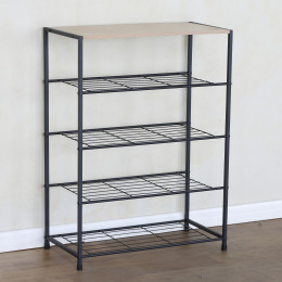 Παπουτσοθήκη ArteLibre KINGSWELL Δρυς/Μαύρο Μοριοσανίδα/Μέταλλο 63x30x83cm