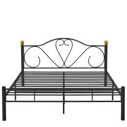 Κρεβάτι Υπέρδιπλο ArteLibre MOONRISE Μαύρο Μέταλλο 210x168x90cm (Στρώμα 160x200cm)
