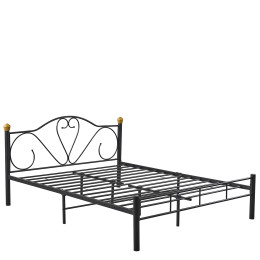 Κρεβάτι Υπέρδιπλο ArteLibre MOONRISE Μαύρο Μέταλλο 210x168x90cm (Στρώμα 160x200cm)
